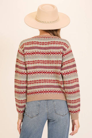 Nordic Charm Fair Isle Sweater: Beige Combo / L