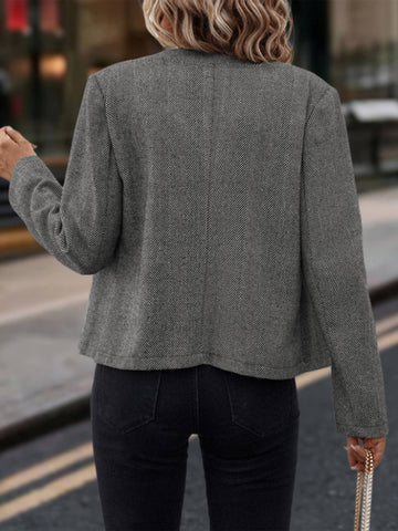 Double Breasted Long Sleeved Short Jacket: Black / S