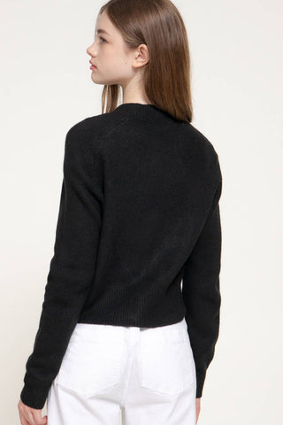 Long Sleeve Round Neck Button Down Sweater Cardigan: GRN-dark green / S