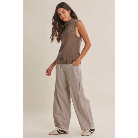 QUIET CABIN DAYS RIBBED MOCK NECK SWEATER TOP: WINTER GREEN / L