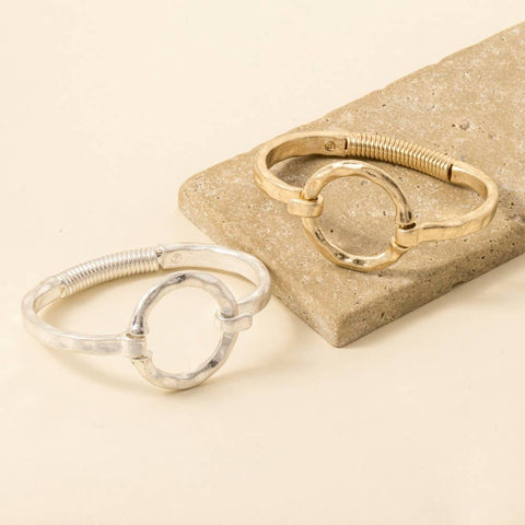 Hammered Circle Bangle Bracelet: WS