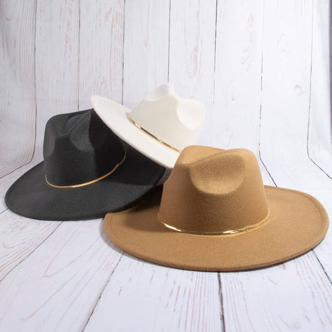 Flat Brim Herringbone Chain Fedora Fashion Hat: IV
