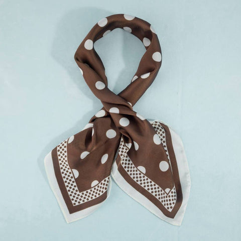 Polka Dot With Dotted Border Print Satin Square Scarf: WH