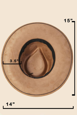 Embroidered Flower Strap Fedora Hat: BR
