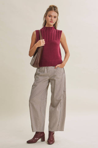 QUIET CABIN DAYS RIBBED MOCK NECK SWEATER TOP: WINTER GREEN / L
