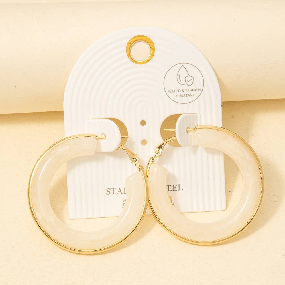 Stainless Steel Edge Acrylic Latch Hoop Earrings: SGCM