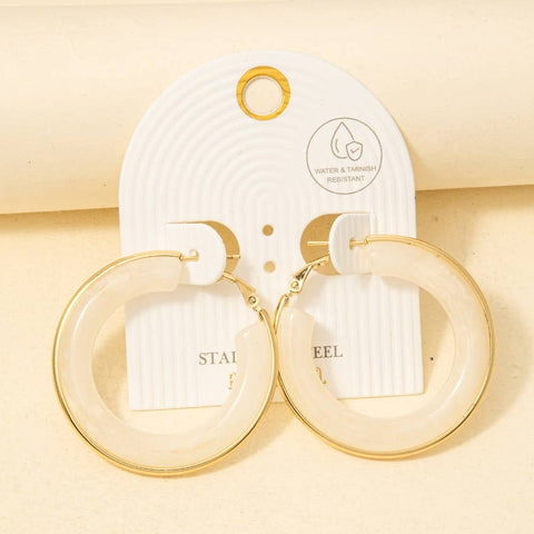 Stainless Steel Edge Acrylic Latch Hoop Earrings: SGCM