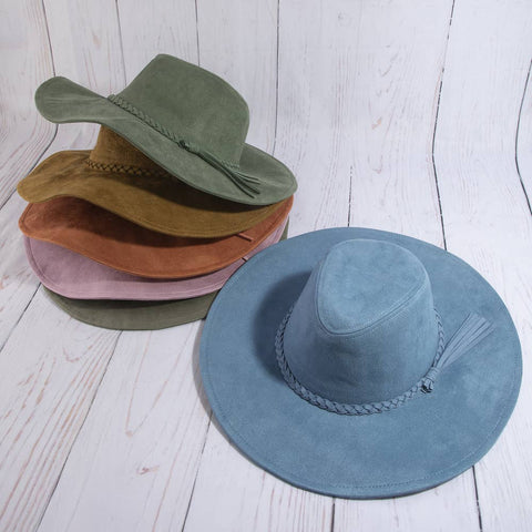 Wide Brim Braided Tassel Fedora Hat: MV