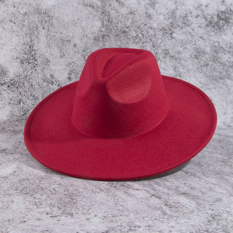 Structured Wide Brim Classic Fedora Hat: OL