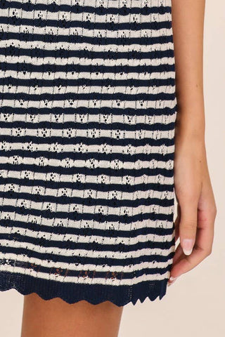 Seaside Stripe Knit Mini Dress: Navy/White / M