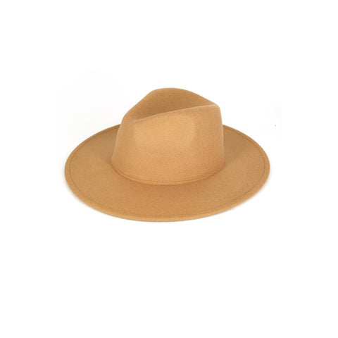 Solid Flat Brim Panama Hat: BU