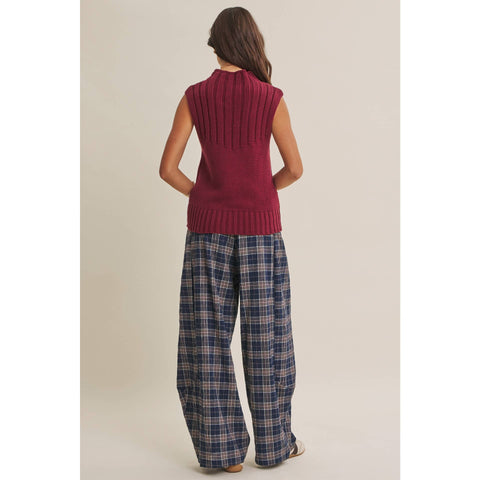 QUIET CABIN DAYS RIBBED MOCK NECK SWEATER TOP: WINTER GREEN / S
