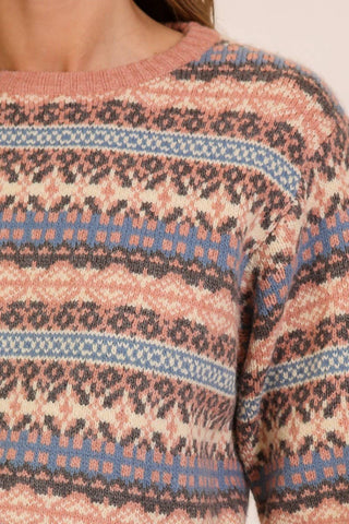 Nordic Charm Fair Isle Sweater: Beige Combo / S