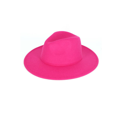 Solid Flat Brim Panama Hat: BU