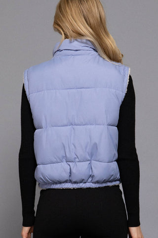 Reversible Fur Padding Vest: BLK-black / M