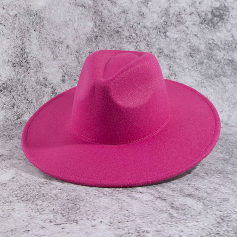 Structured Wide Brim Classic Fedora Hat: OL