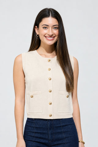 Cream Sweater Vest Top