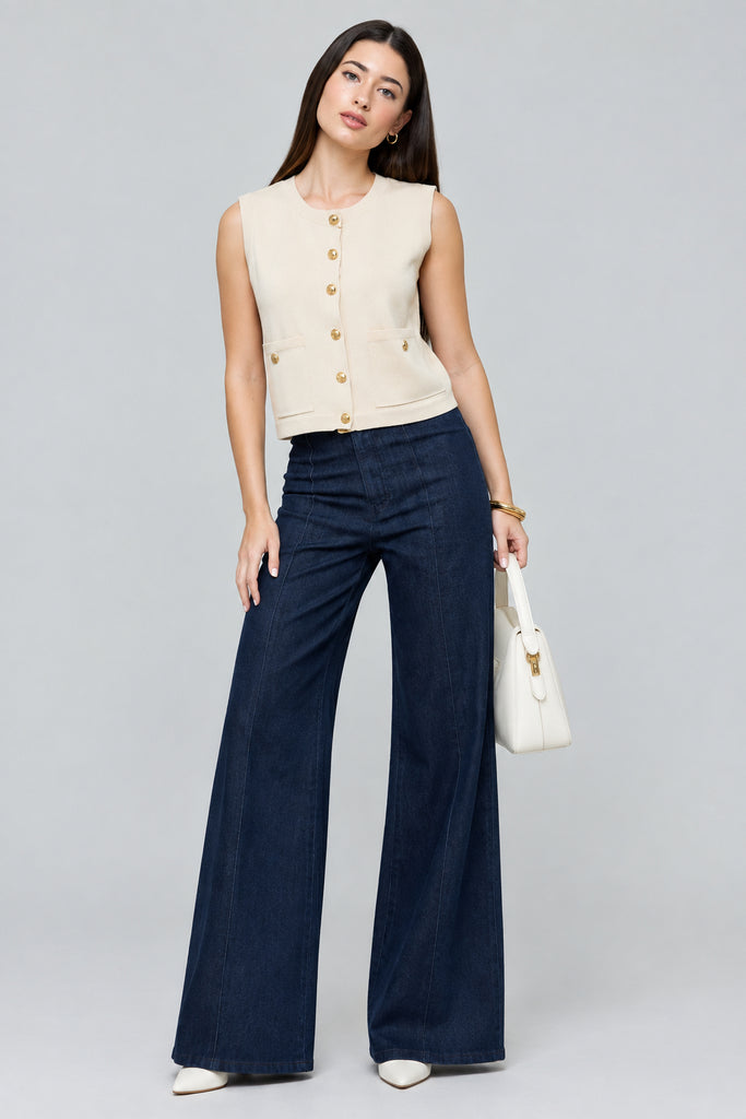 Cream Sweater Vest Top