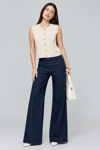 Cream Sweater Vest Top